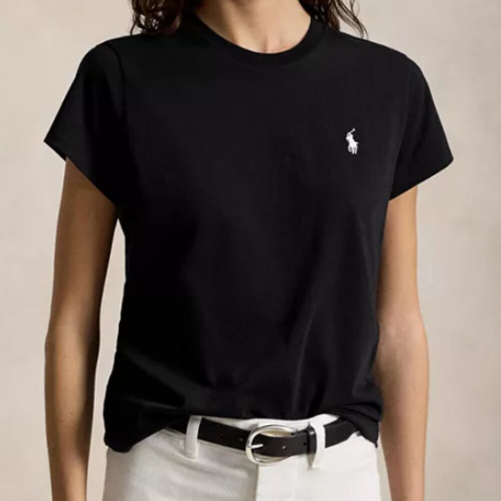 Polo Ralph Lauren Crew Neck Short Sleeve T-Shirt, Black - Womens Medium